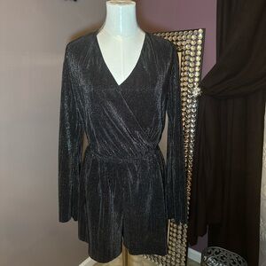 Shimmering Black Long Sleeve Jumpsuit